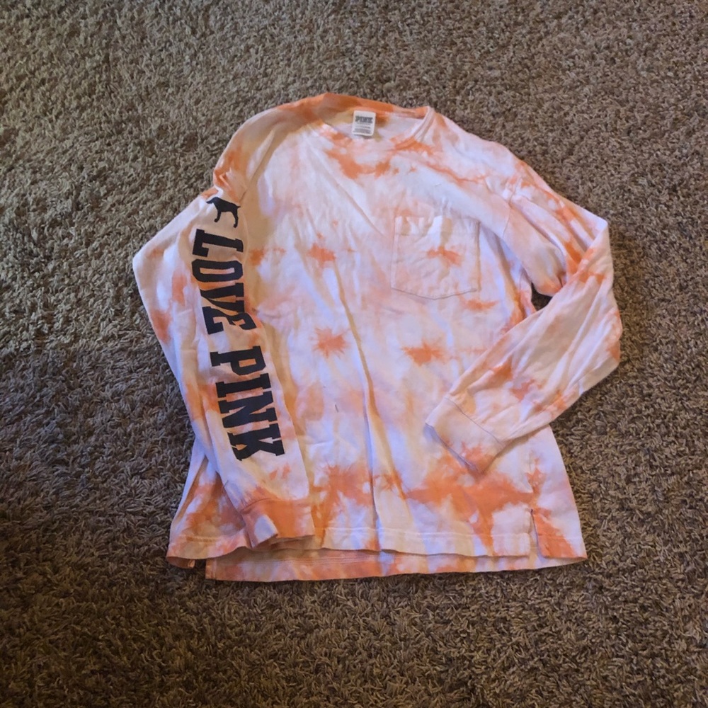 Orange and white tie dye shirt
